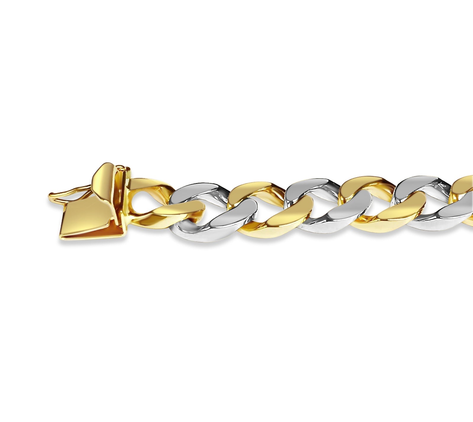 Curb Solid White/Yellow/Rose Gold Handmade Necklace , 9mm, 16-30 Inch