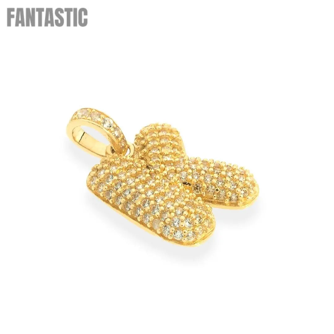 Bubble Letters "K" Pendant | 14K Gold With Cz
