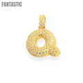 Bubble Letters "Q" Pendant With 14K Gold Cz