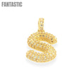 Bubble Letters "S" Pendant with 14K Gold Cz