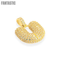 Bubble Letters "U" Pendant with 14K Gold Cz