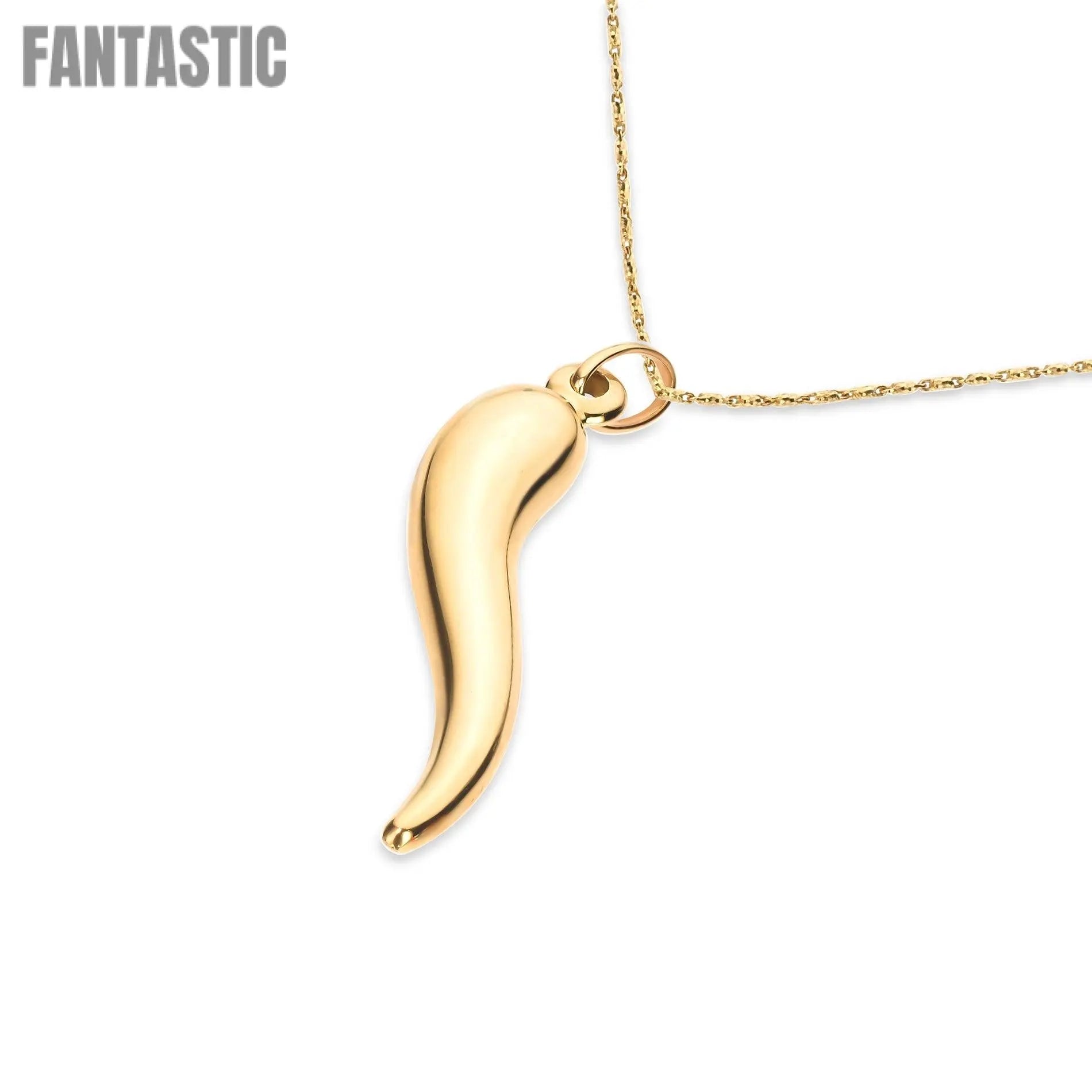 Embrace Good Fortune: 14K Gold Cornicello Italian Horn Pendant - Shop Now!