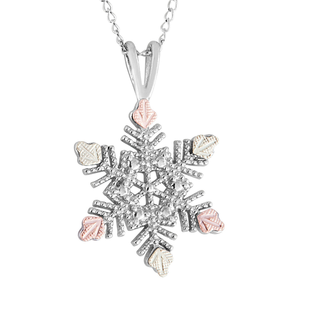 Snowflake - Sterling Silver Black Hills Gold Pendant