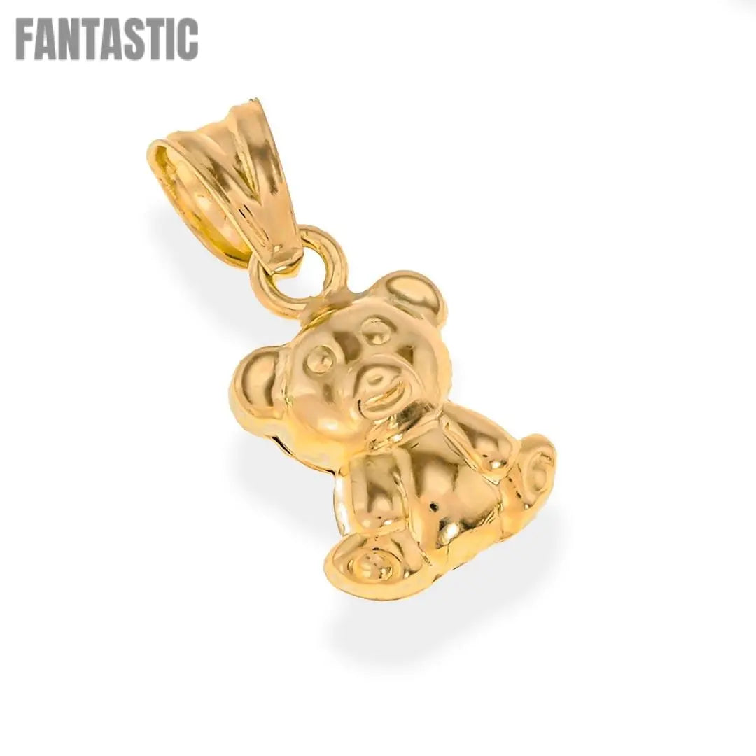 Real Gold 14K Tiny Teddy Bear Pendant | 14K Gold