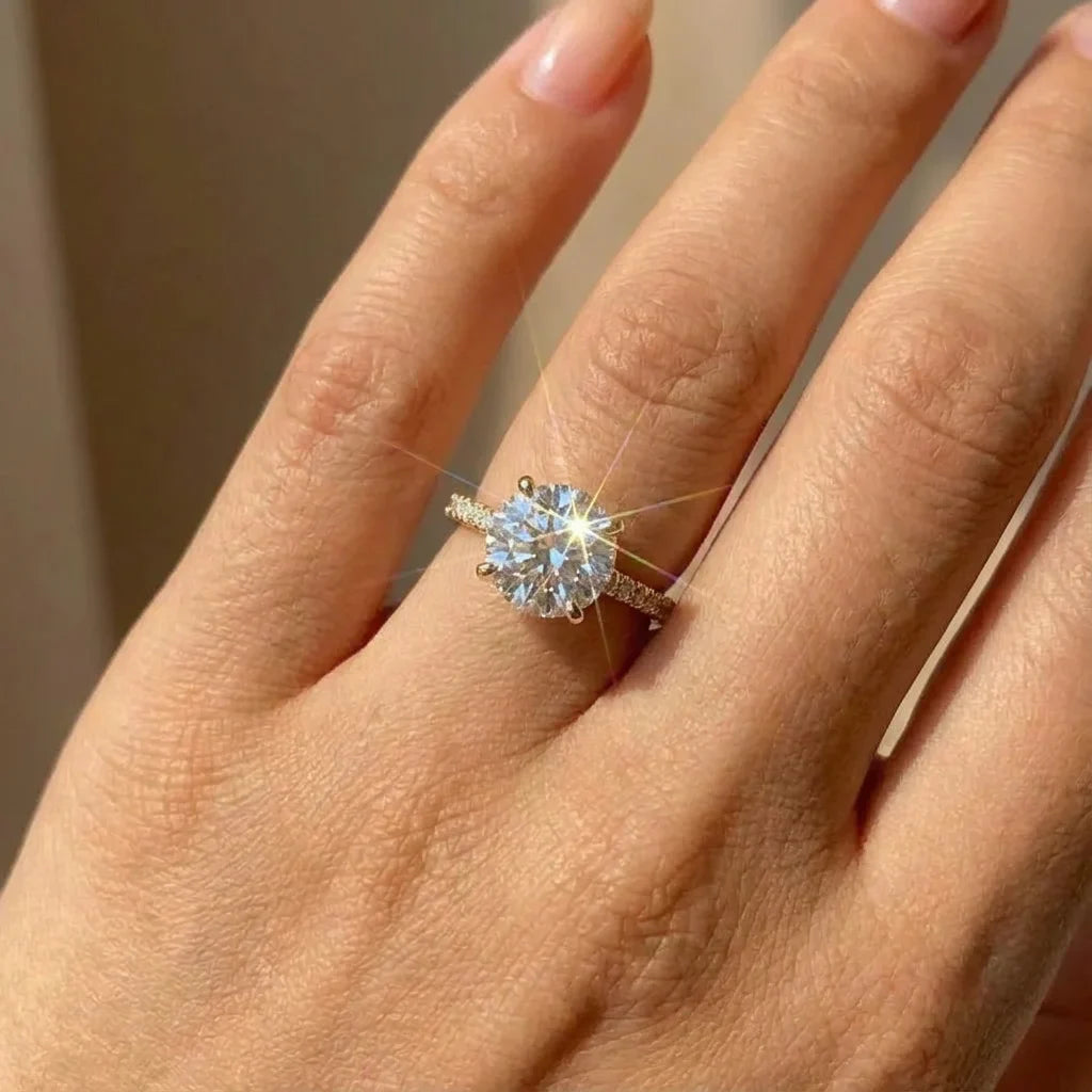 925 Sterling Silver Gorgeous Shiny Zircon Round Rings for Women Anniversary Marry Luxury High Quality Fine Jewelry Gift