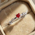 925 Sterling Silve Plated 18K Gold Zircon Red Love Heart Rings for Women Party Wedding High Quality Vintage Fine Jewelry