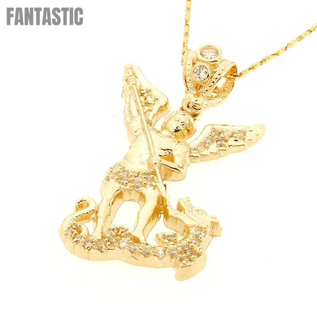 Saint Michael Pendant | 14K Gold With Cz