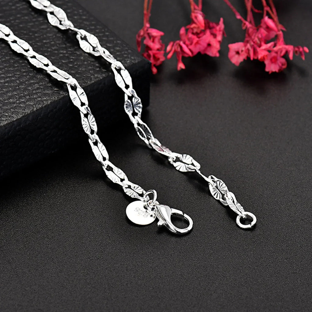 Fine 925 Sterling Silver flat chains Necklaces for Men Women wedding party Jewelry Christmas gifts 45-75cm