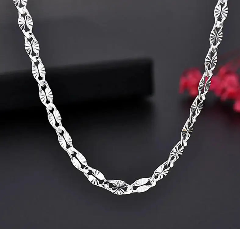 Fine 925 Sterling Silver flat chains Necklaces for Men Women wedding party Jewelry Christmas gifts 45-75cm