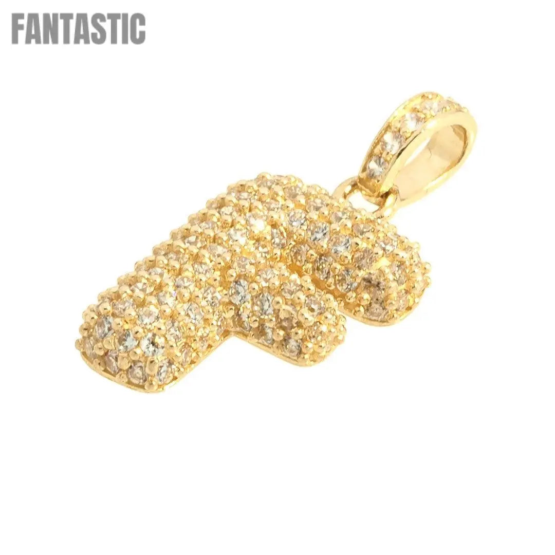 Stunning Initial "F" Pendant in 14K Gold with CZ - Fantastic Jewelry NYC