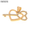 Treasured Heart and Key Pendant for Love | 14K Gold with CZ