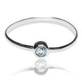 Blue Topaz Sterling Silver Bezel Ring Minimalist Promise