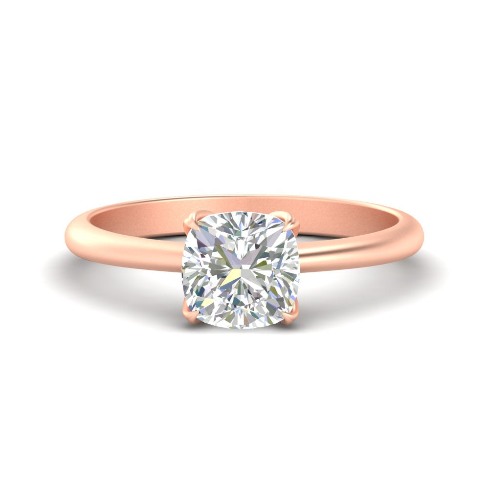 Floral Head Cushion Solitaire Cathedral Ring
