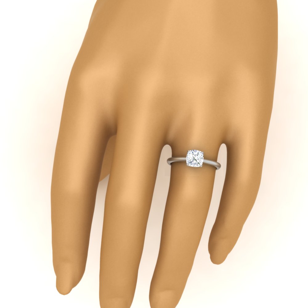 Floral Head Cushion Solitaire Cathedral Ring