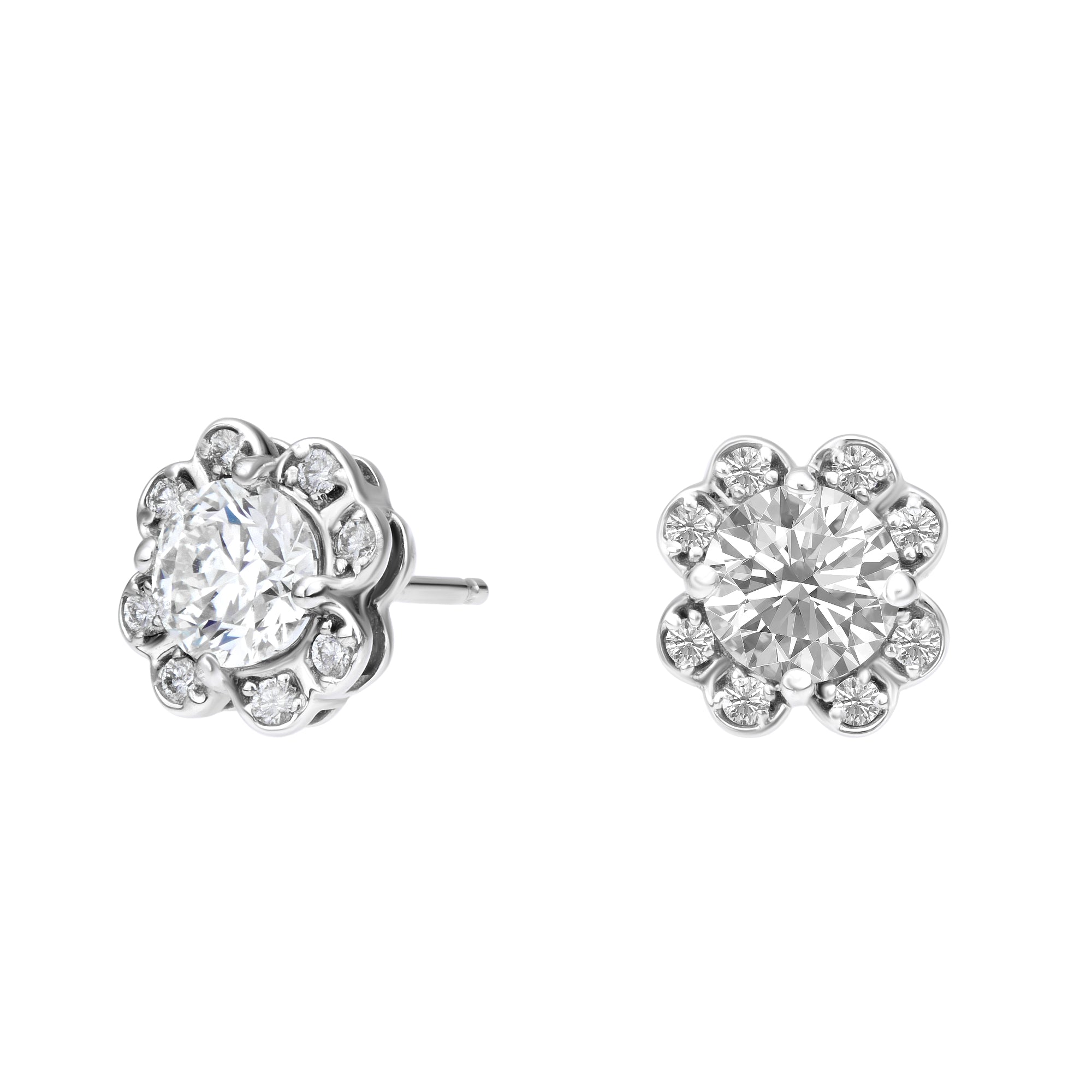 Stud Center Clover Flower Earrings