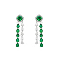 Diamond & Emerald Cushion Raining Drop Earrings